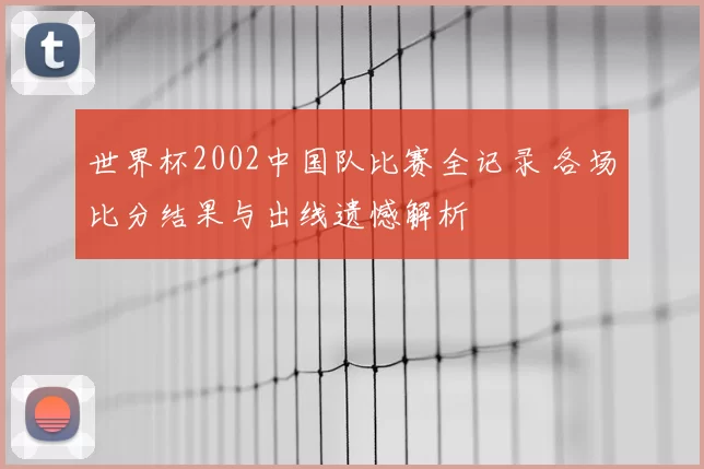 世界杯2002中国队比赛全记录 各场比分结果与出线遗憾解析